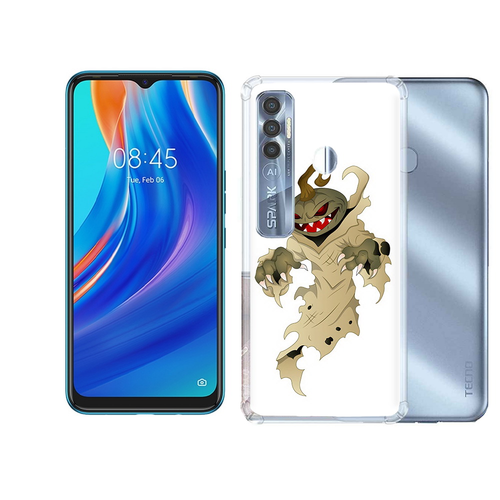 

Чехол MyPads Tocco для Tecno Spark 7 Pro призрак хэллоуина, Прозрачный, Tocco