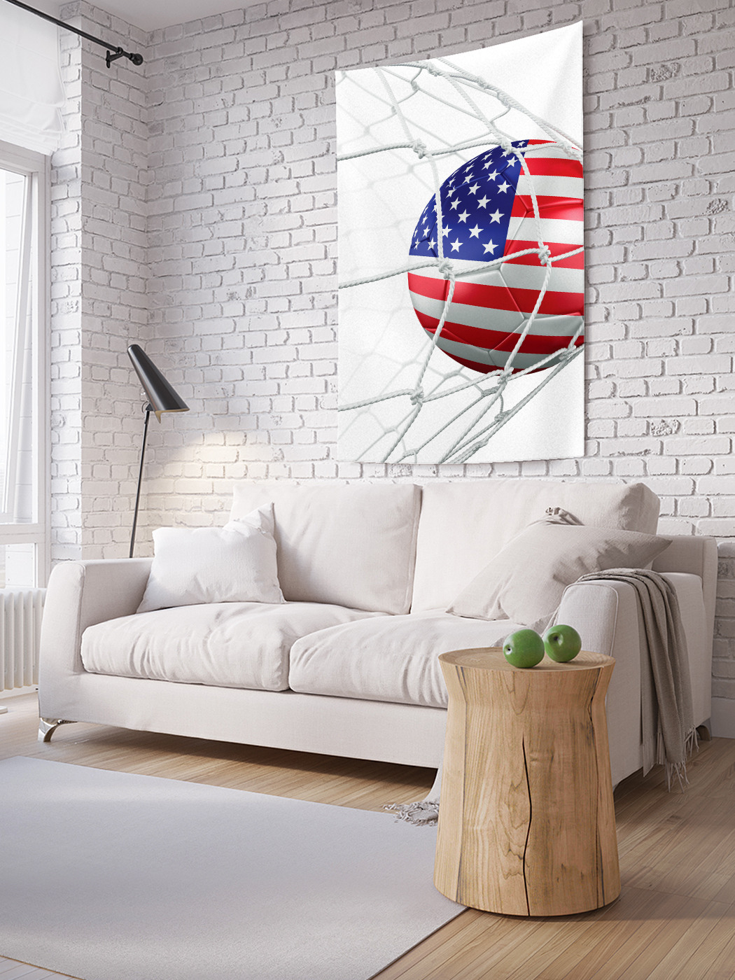 фото Вертикальное фотопанно на стену joyarty "американский мяч в сетке ворот", 100x150 см