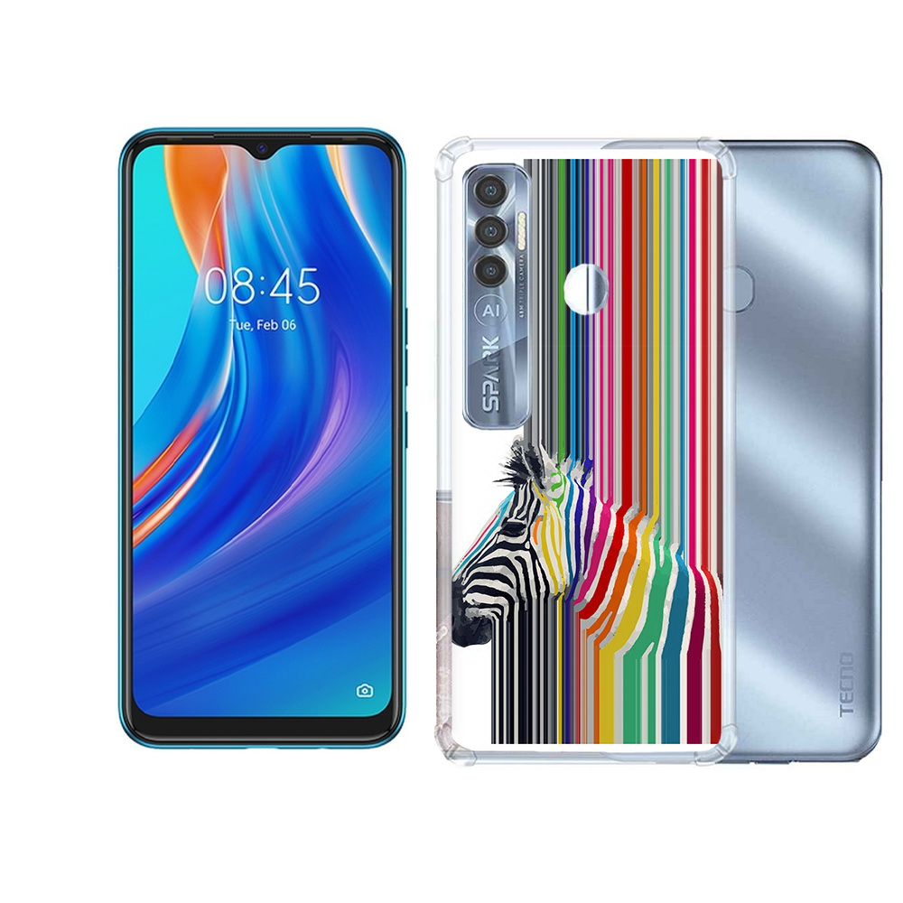 

Чехол MyPads Tocco для Tecno Spark 7 Pro радужная зебра, Прозрачный, Tocco