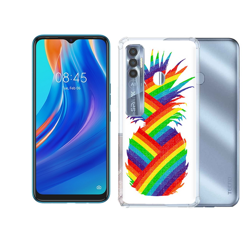 

Чехол MyPads Tocco для Tecno Spark 7 Pro радужный ананас, Прозрачный, Tocco
