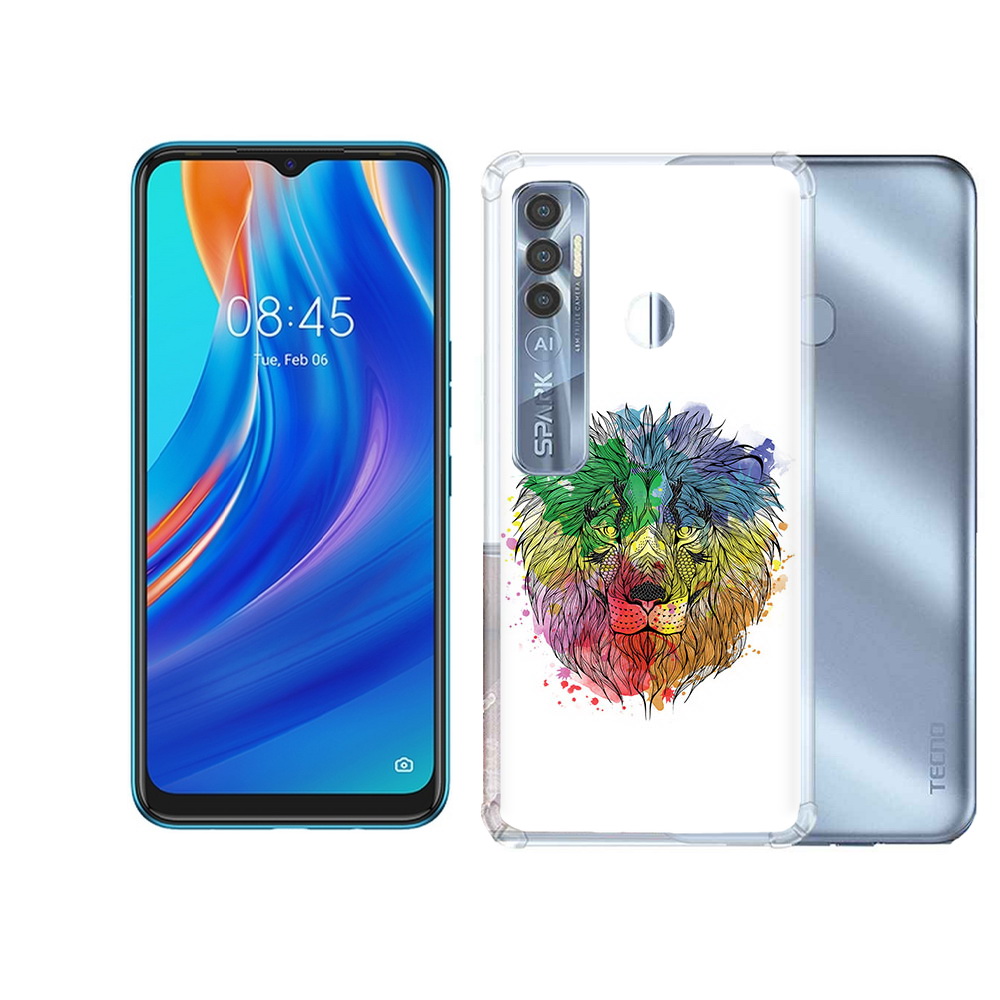 

Чехол MyPads Tocco для Tecno Spark 7 Pro разноцветный гордый лев, Прозрачный, Tocco