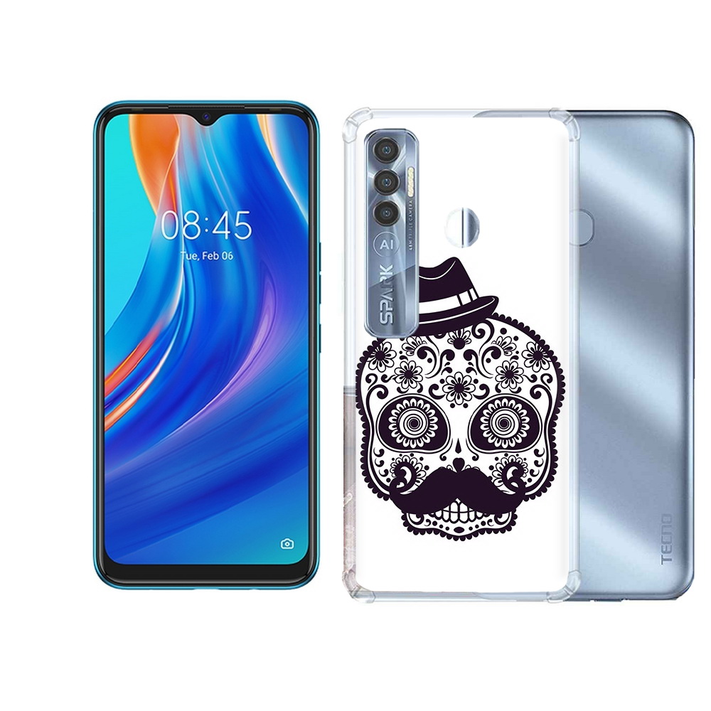 

Чехол MyPads Tocco для Tecno Spark 7 Pro разрисованный скелет, Прозрачный, Tocco