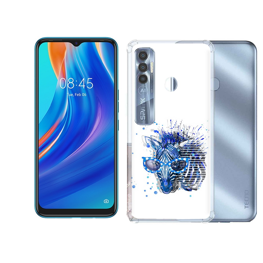 

Чехол MyPads Tocco для Tecno Spark 7 Pro расплывчатая зебра, Прозрачный, Tocco