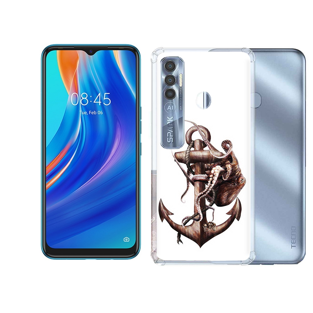

Чехол MyPads Tocco для Tecno Spark 7 Pro ржавый якорь, Прозрачный, Tocco