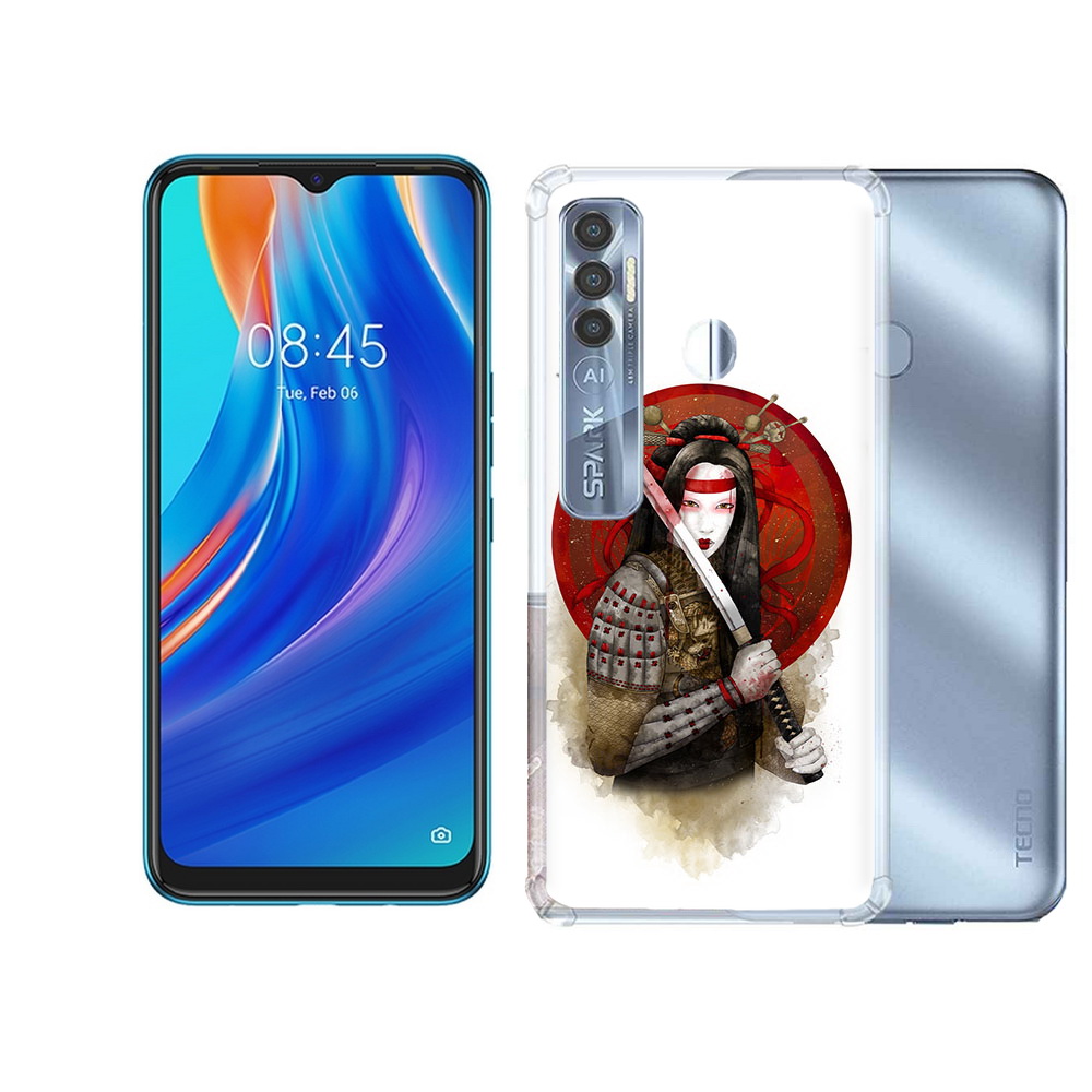 

Чехол MyPads Tocco для Tecno Spark 7 Pro рисованная девушка с катаной, Прозрачный, Tocco