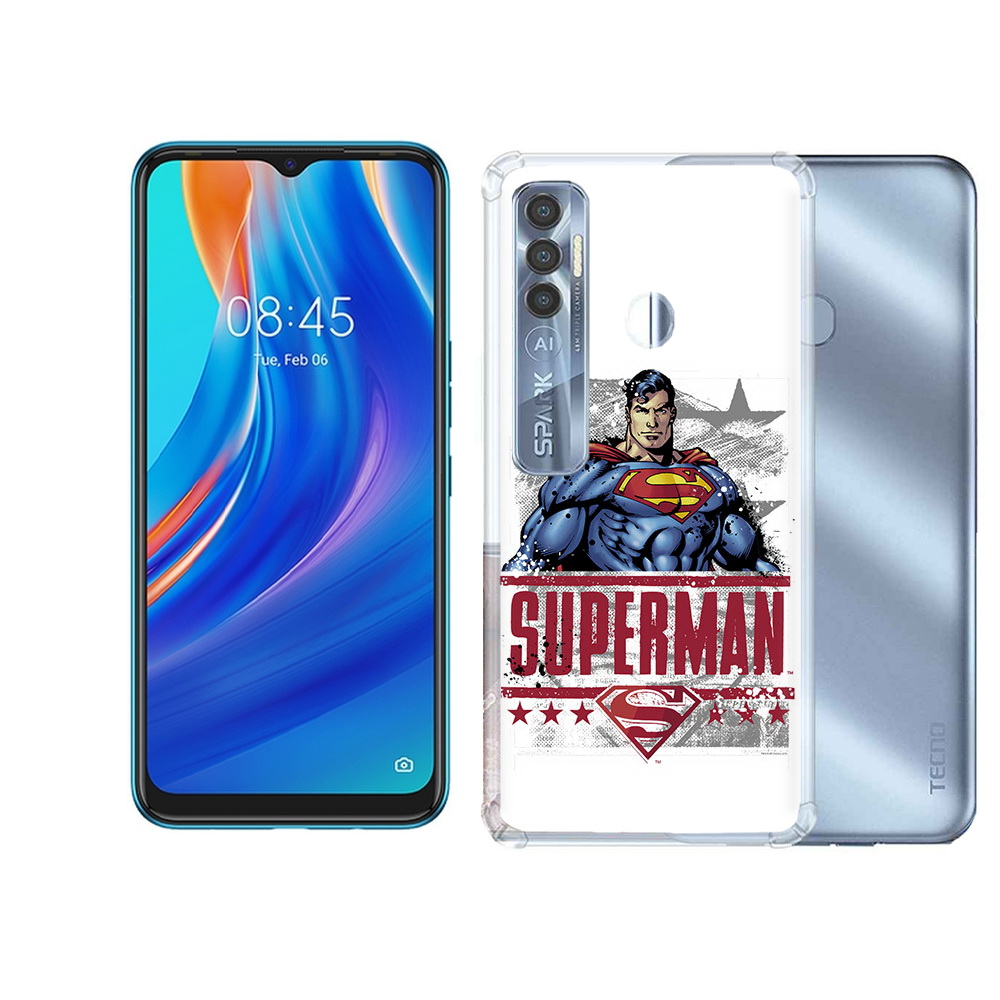 

Чехол MyPads Tocco для Tecno Spark 7 Pro рисунок супермен, Прозрачный, Tocco