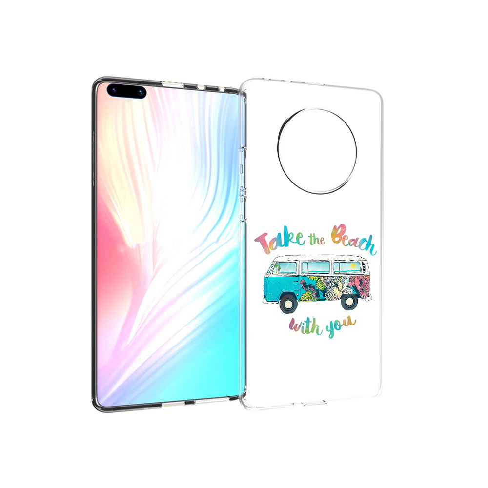 

Чехол MyPads Tocco для Huawei Mate 40 Pro Хиппи автобус, Прозрачный, Tocco