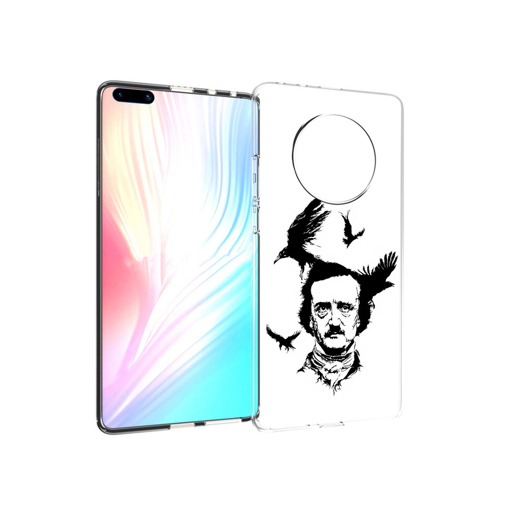 

Чехол MyPads Tocco для Huawei Mate 40 Pro Эдгар Аллан черно белый, Прозрачный, Tocco