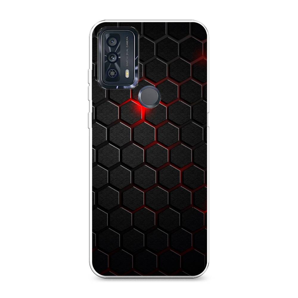 

Силиконовый чехол "Фон соты красные" на TCL 20B, 290750-3