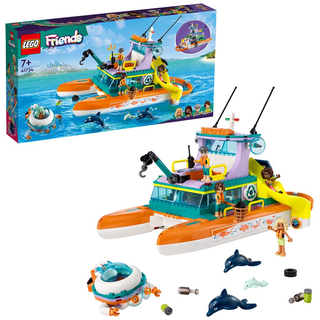Конструктор Lego Friends Морская спасательная лодка, 717 деталей,  41734 конструктор lego friends развлечения на пляже для серферов 288 деталей