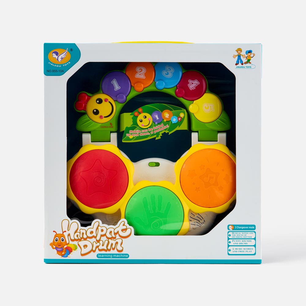 Развивающая игрушка для малышей музыкальная Jialegu Toys Барабан, 855-10A развивающая игрушка junfa барабан умный я