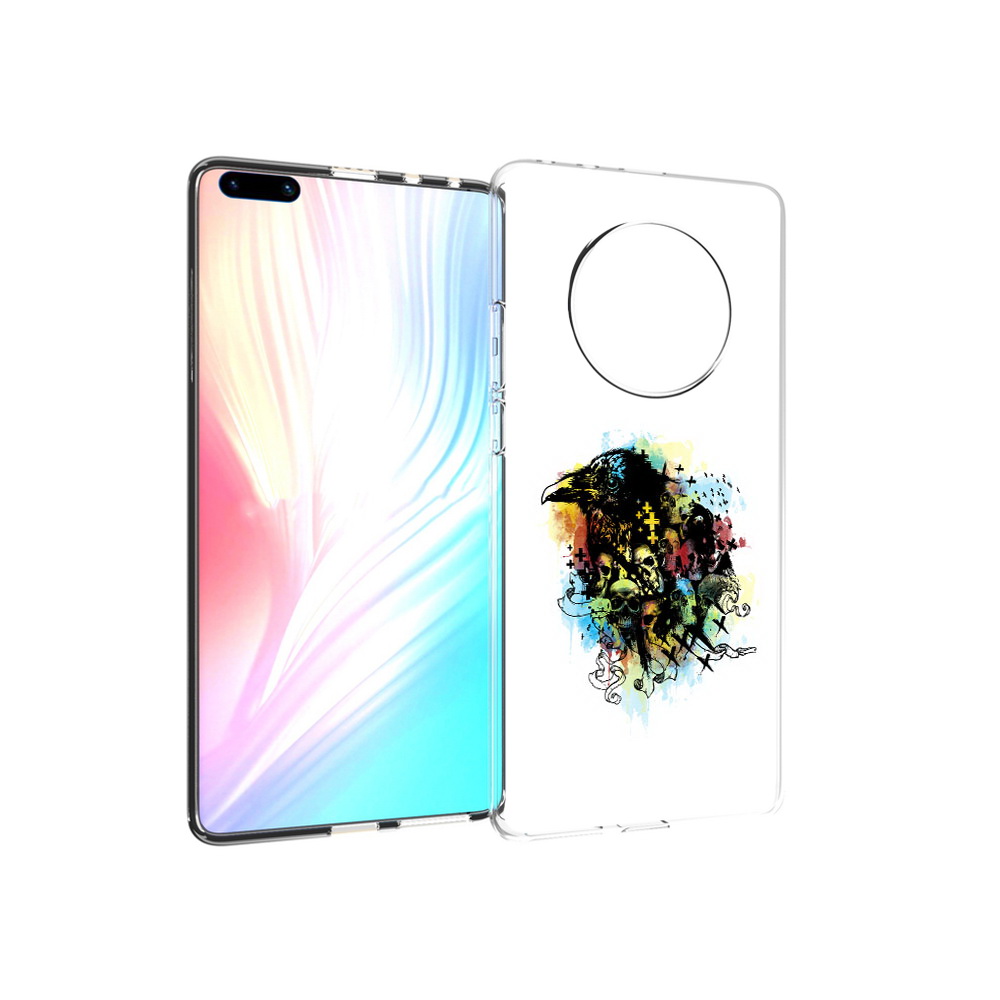 

Чехол MyPads Tocco для Huawei Mate 40 Pro ворон и черепа, Прозрачный, Tocco