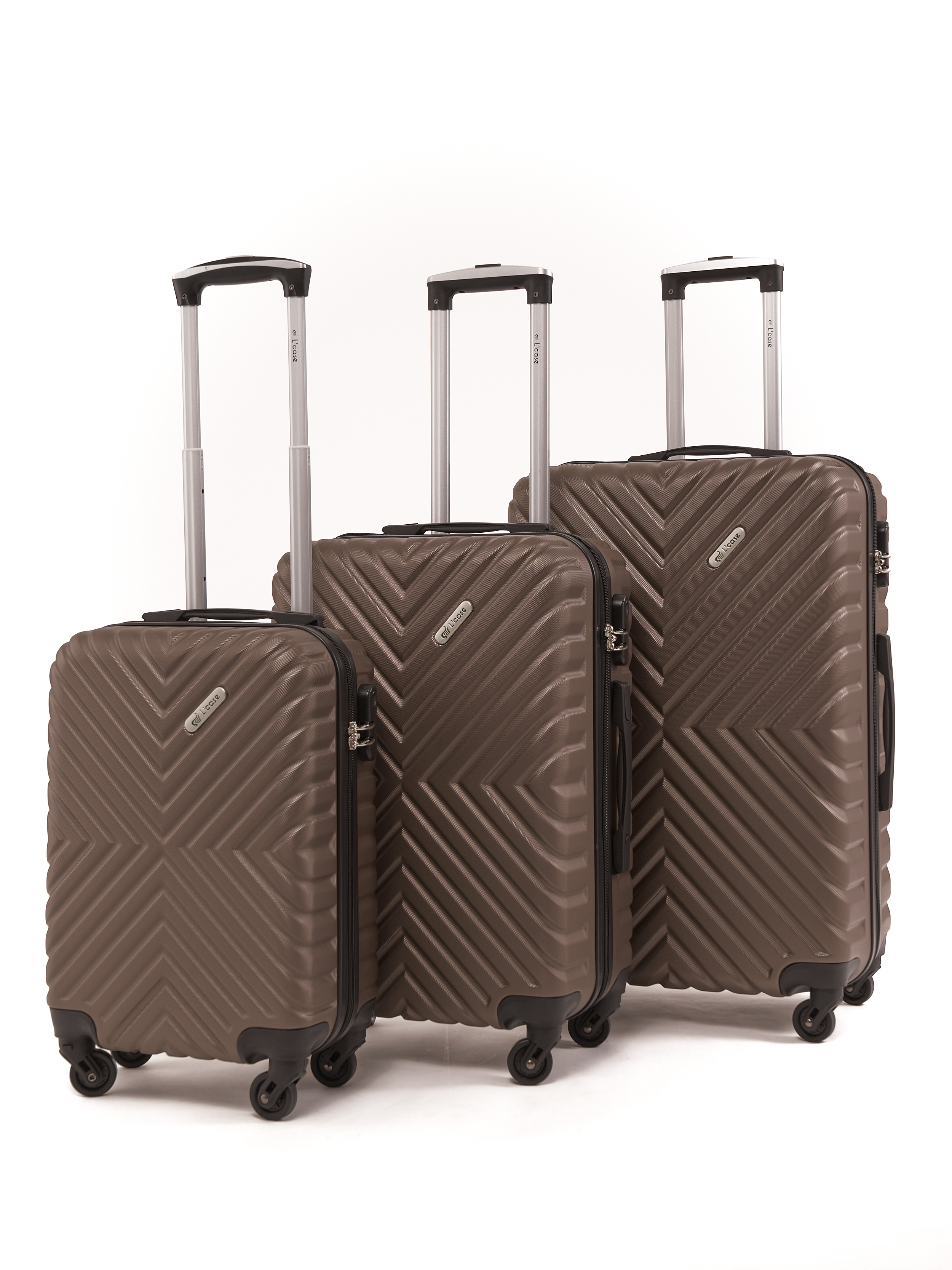 фото Комплект чемоданов унисекс l'case new-delhi кофейный s/m/l