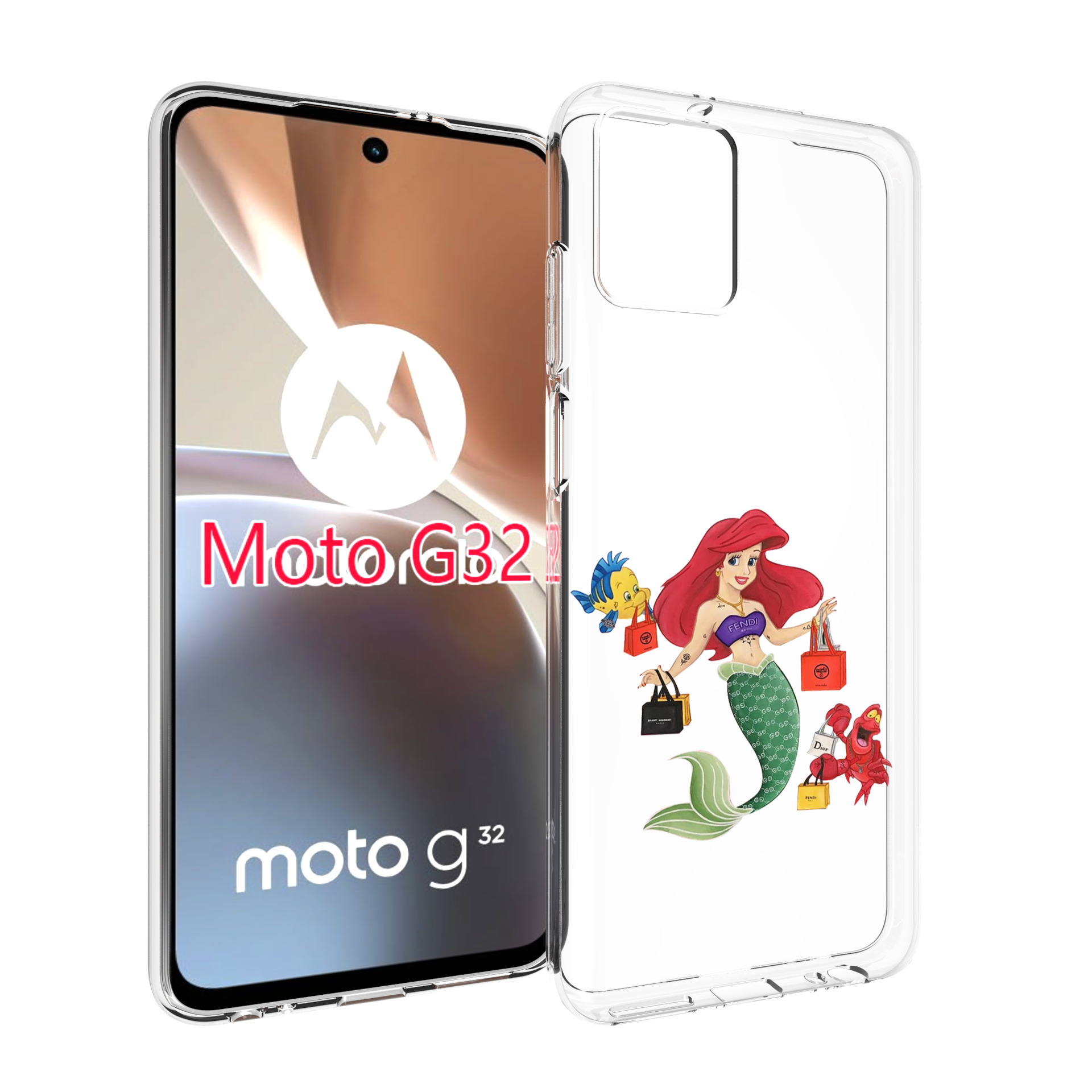 

Чехол MyPads модная-русалка женский для Motorola Moto G32, Прозрачный, Tocco