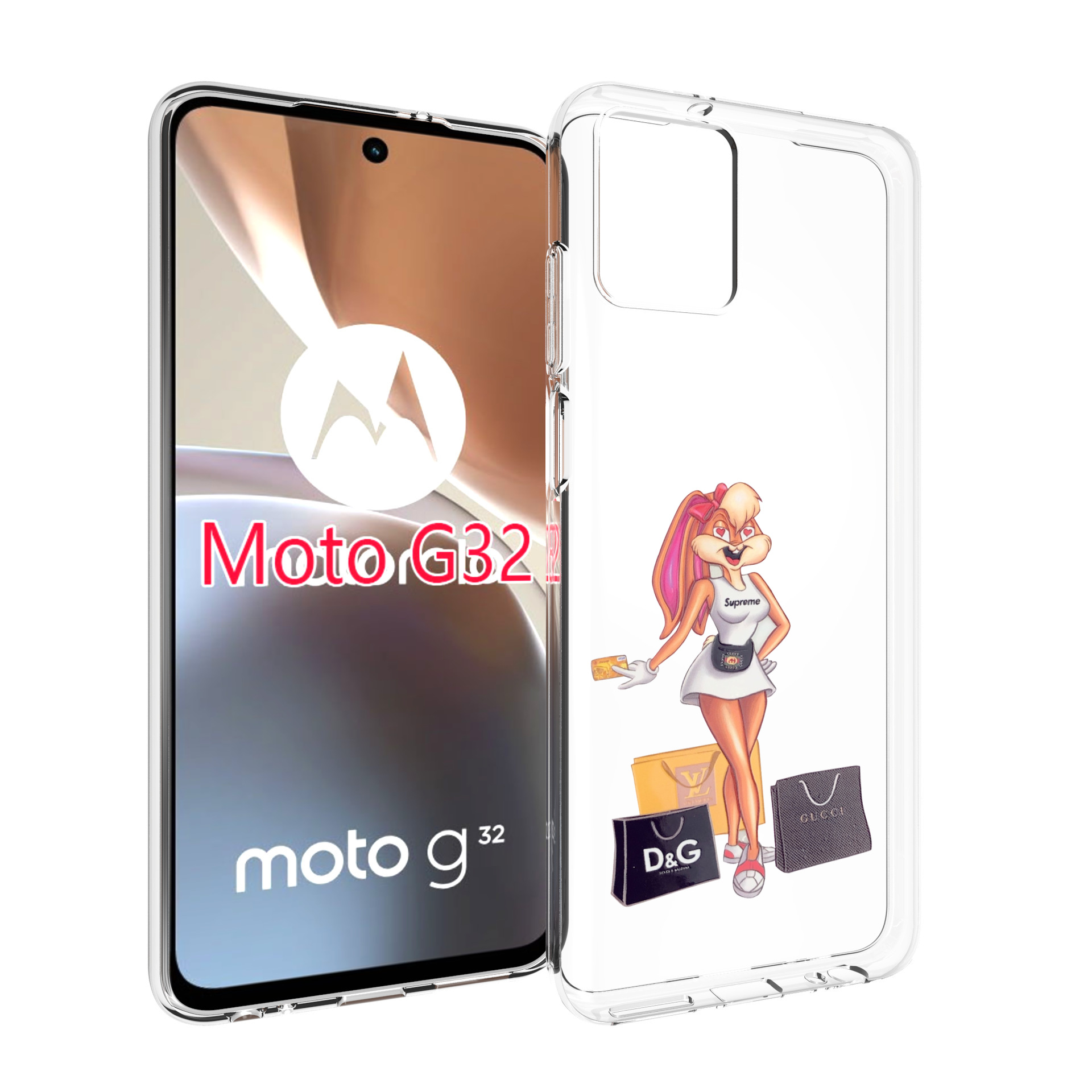 

Чехол MyPads модница-зайка женский для Motorola Moto G32, Прозрачный, Tocco