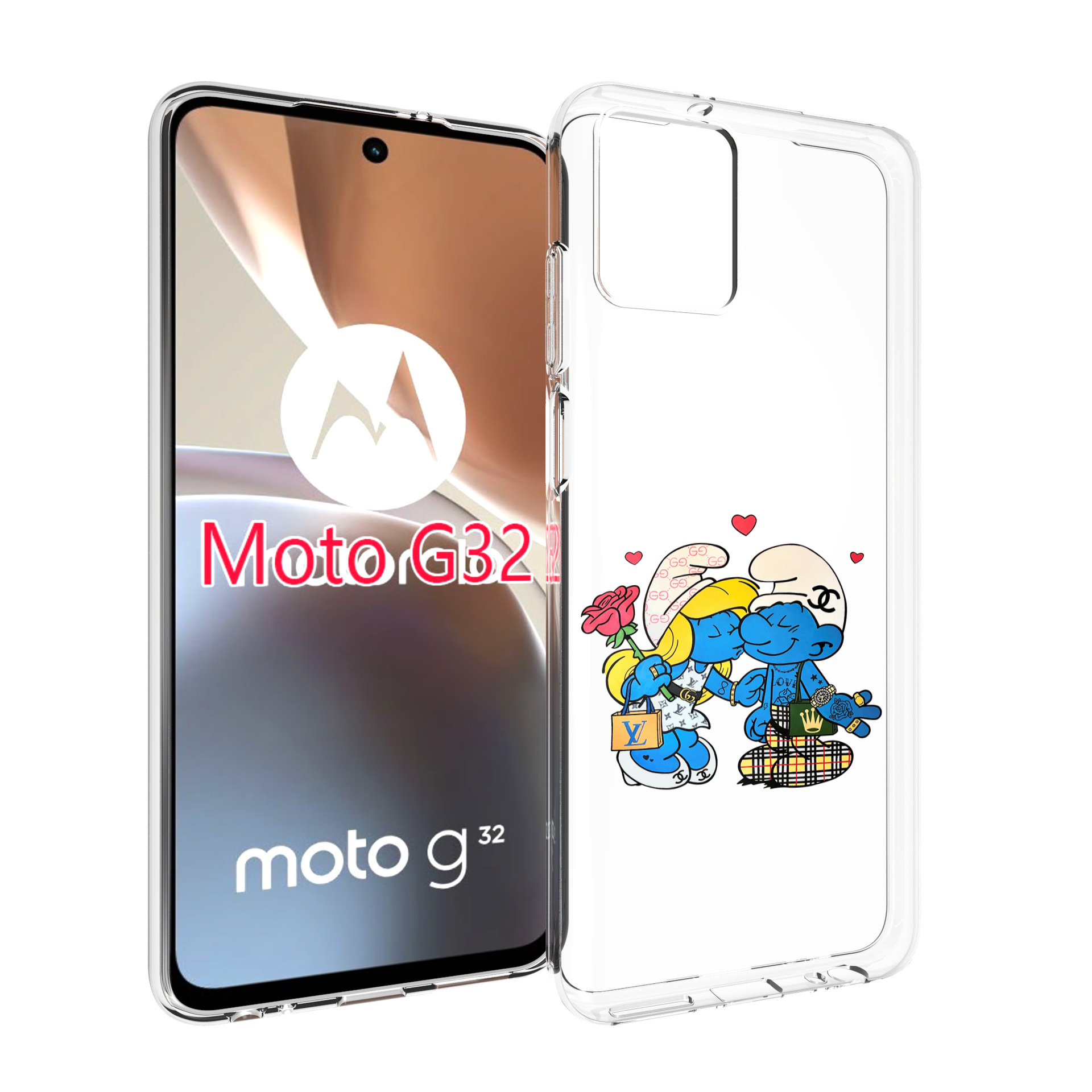 

Чехол MyPads модные-смурфики для Motorola Moto G32, Прозрачный, Tocco