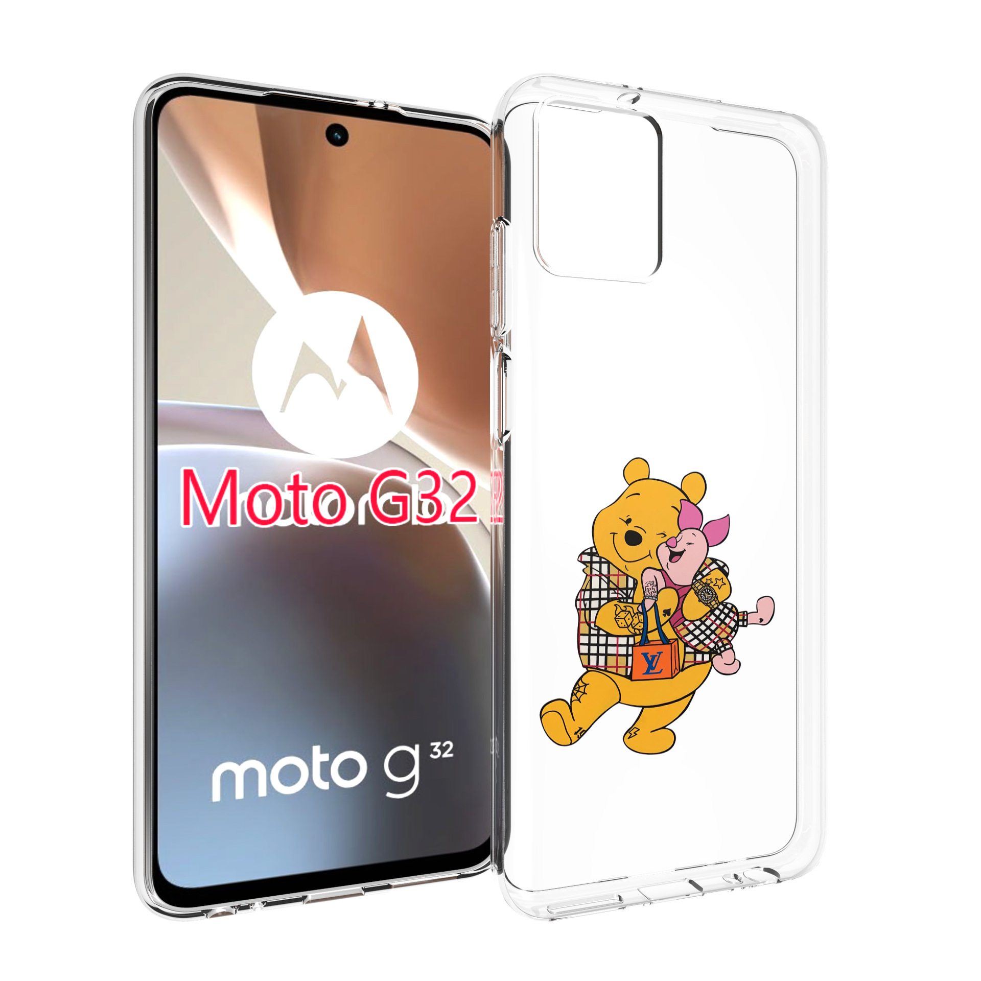 

Чехол MyPads модный-медведь-из-винни-пуха для Motorola Moto G32, Прозрачный, Tocco
