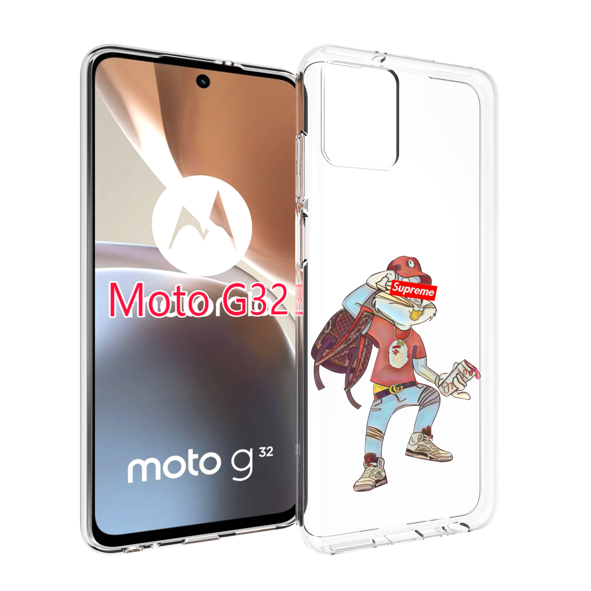 

Чехол MyPads моднявый-заяц детский для Motorola Moto G32, Прозрачный, Tocco