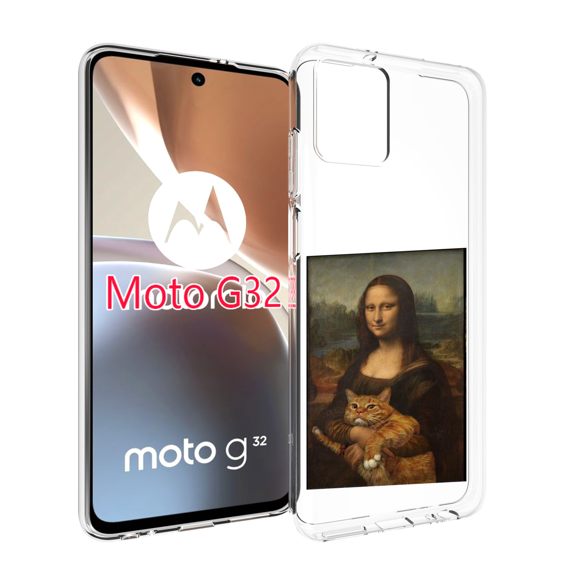 

Чехол MyPads монализа-с-котиком для Motorola Moto G32, Прозрачный, Tocco