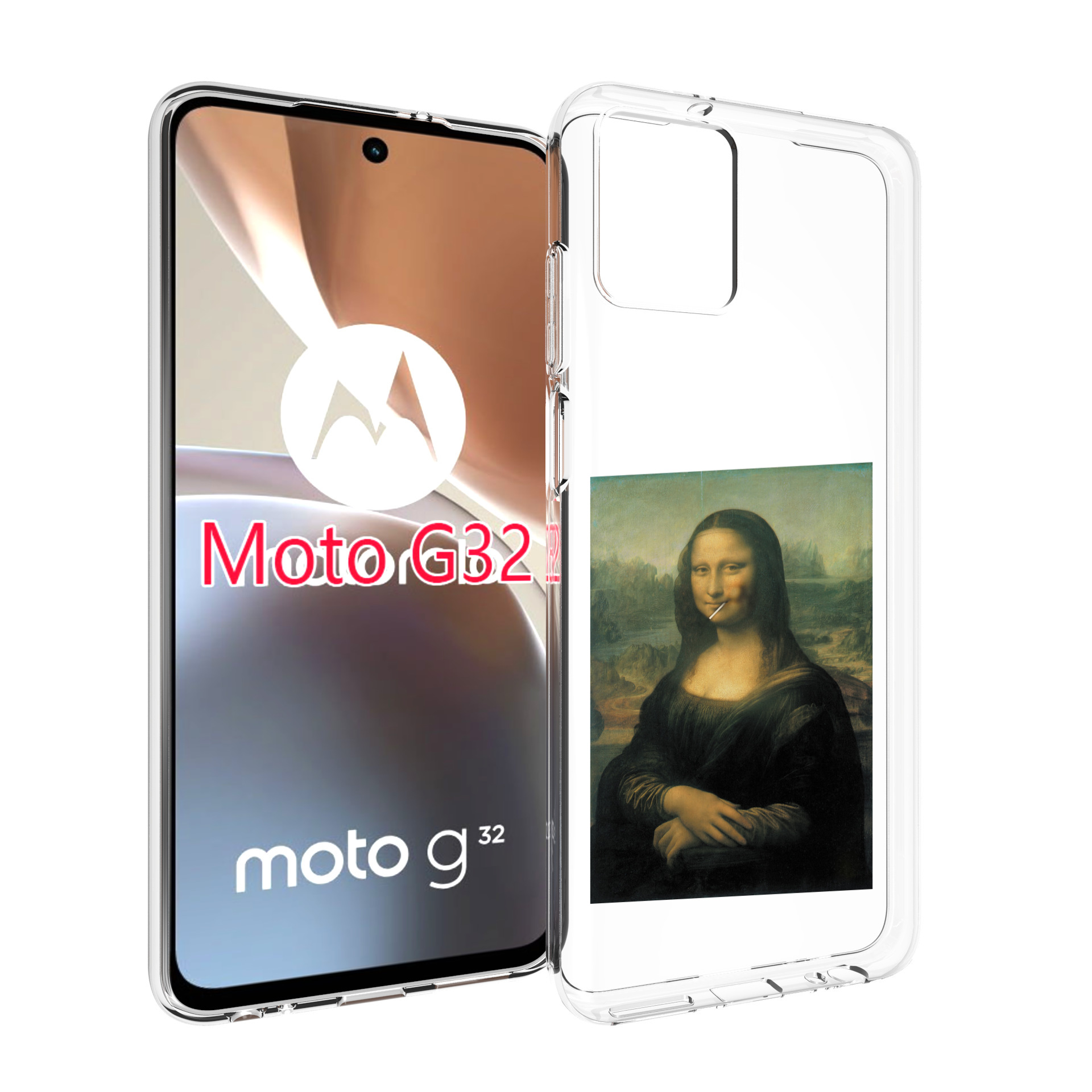 

Чехол MyPads монализа-с-чупачупсом для Motorola Moto G32, Прозрачный, Tocco