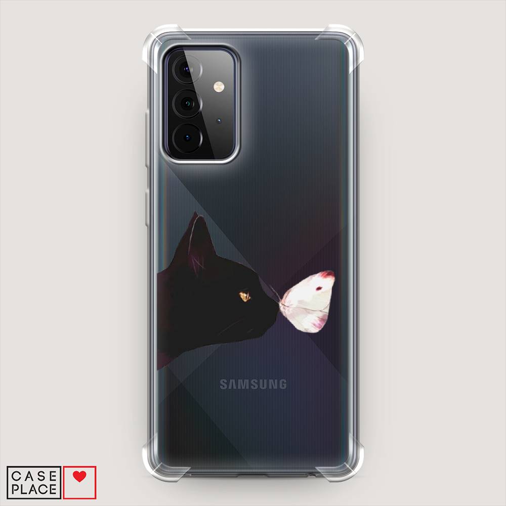 фото Противоударный силиконовый чехол "черный кот и бабочка" на samsung galaxy a72 awog