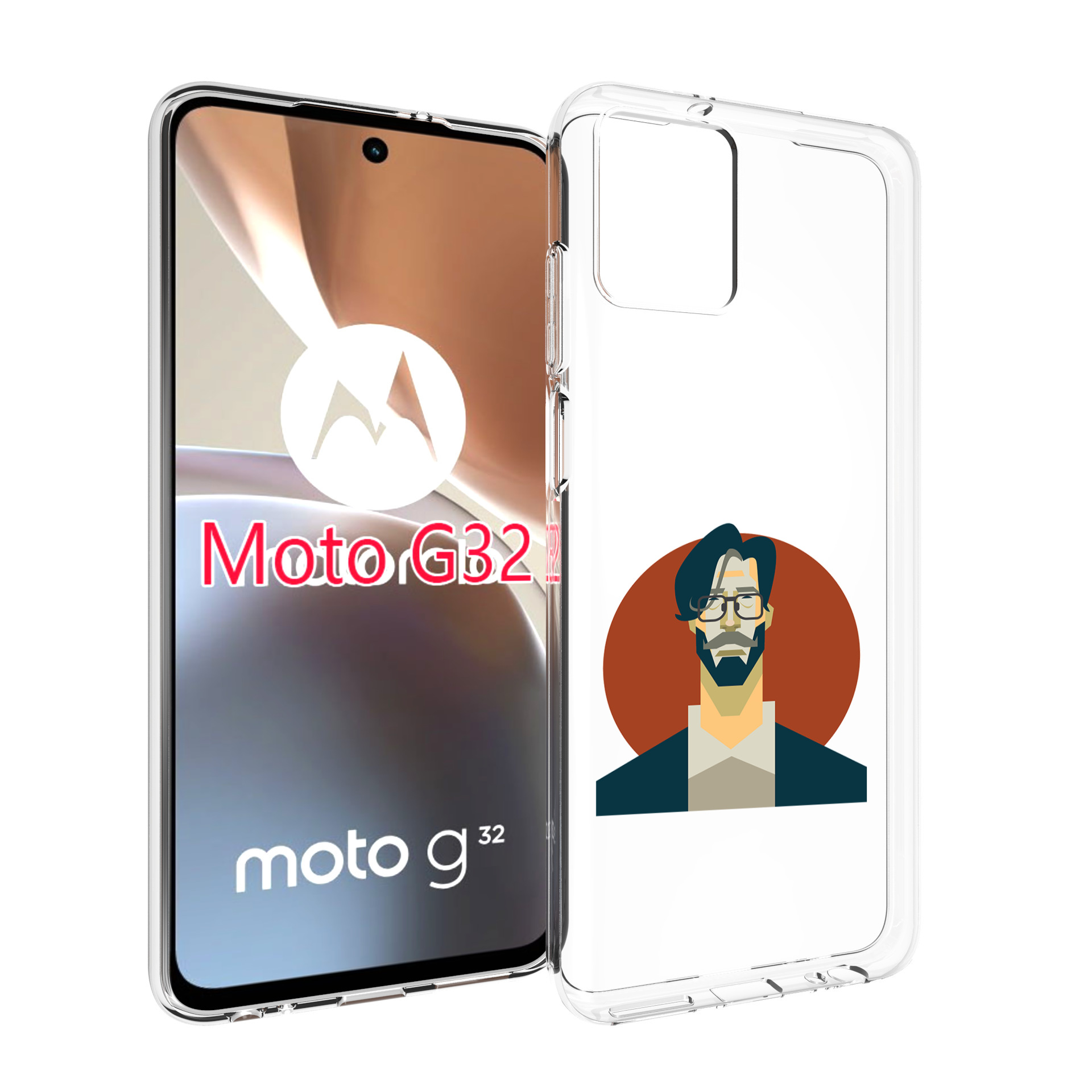

Чехол MyPads мужичек-в-очках для Motorola Moto G32, Прозрачный, Tocco