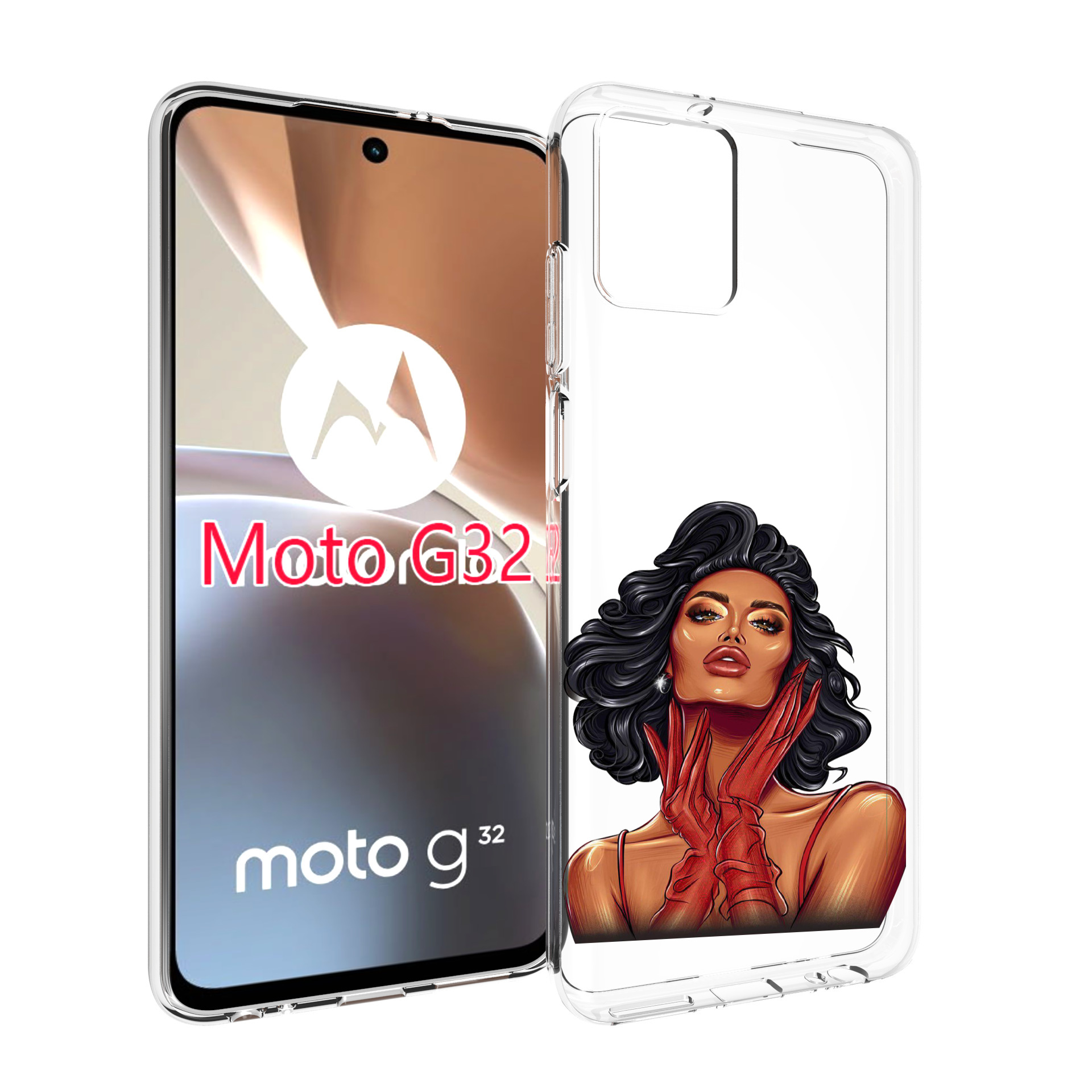 

Чехол MyPads мулатка-в-перчатках женский для Motorola Moto G32, Прозрачный, Tocco