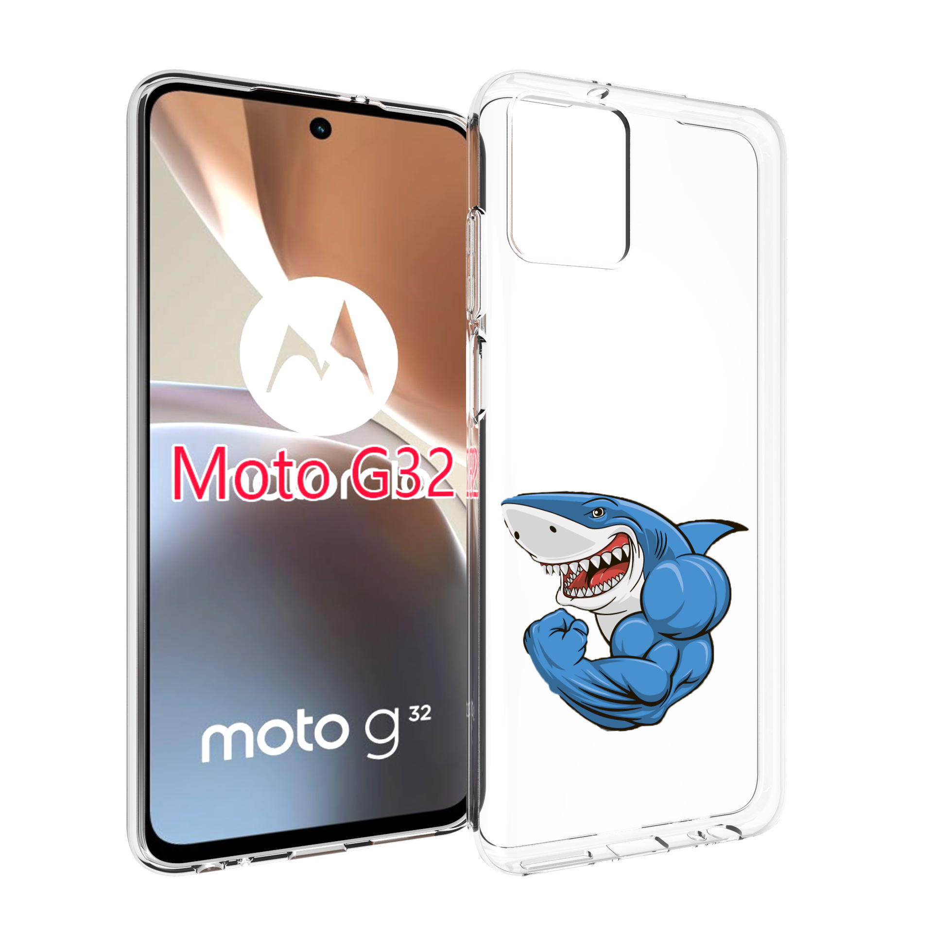 

Чехол MyPads накаченная акула для Motorola Moto G32, Прозрачный, Tocco