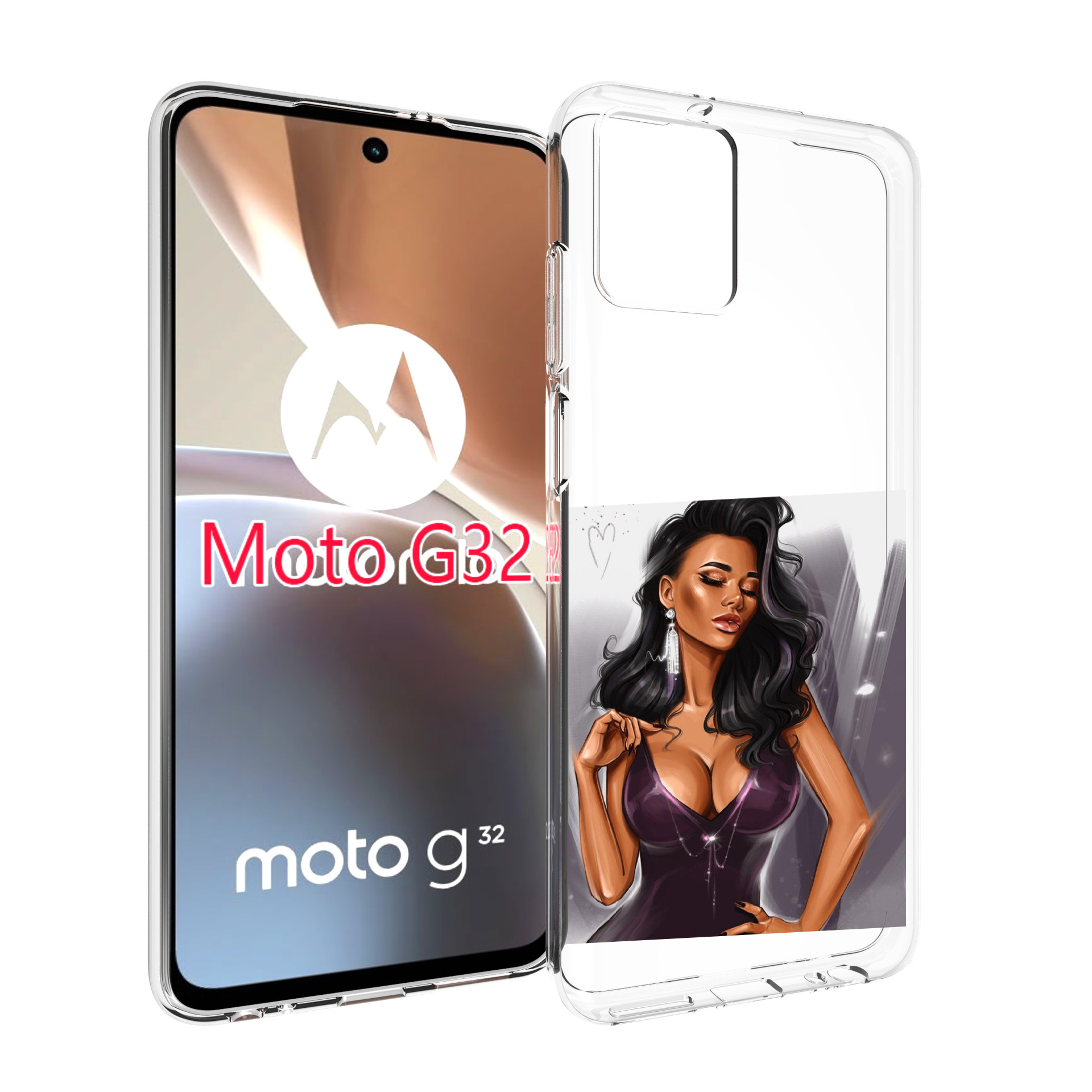 

Чехол MyPads нарисованная-девушка-в-фиолетовом-платье женский для Motorola Moto G32, Прозрачный, Tocco