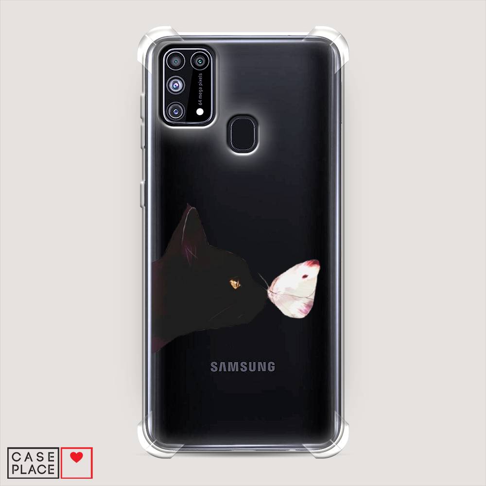 фото Противоударный силиконовый чехол "черный кот и бабочка" на samsung galaxy m31 awog