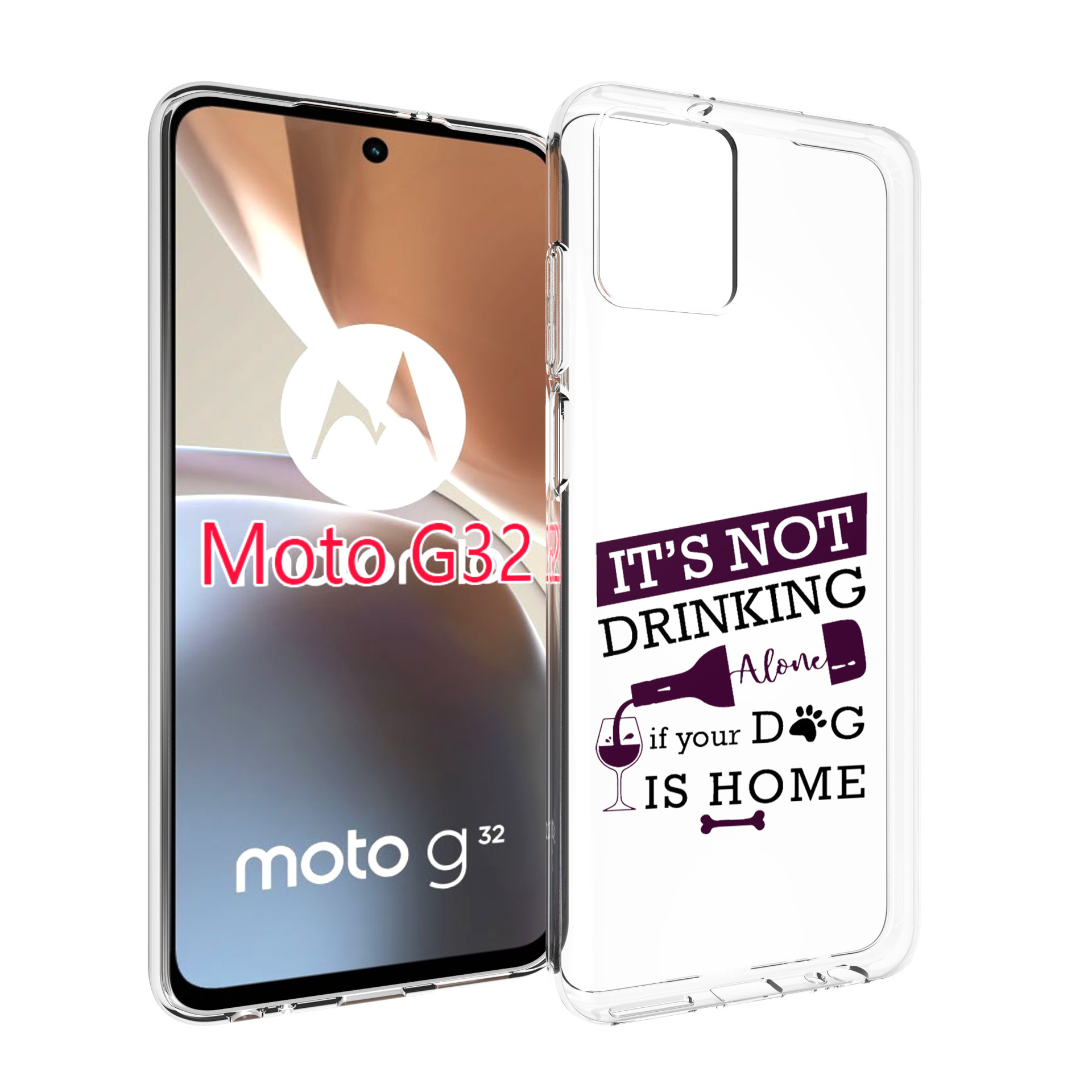 

Чехол MyPads не-пей-один-дома для Motorola Moto G32, Прозрачный, Tocco