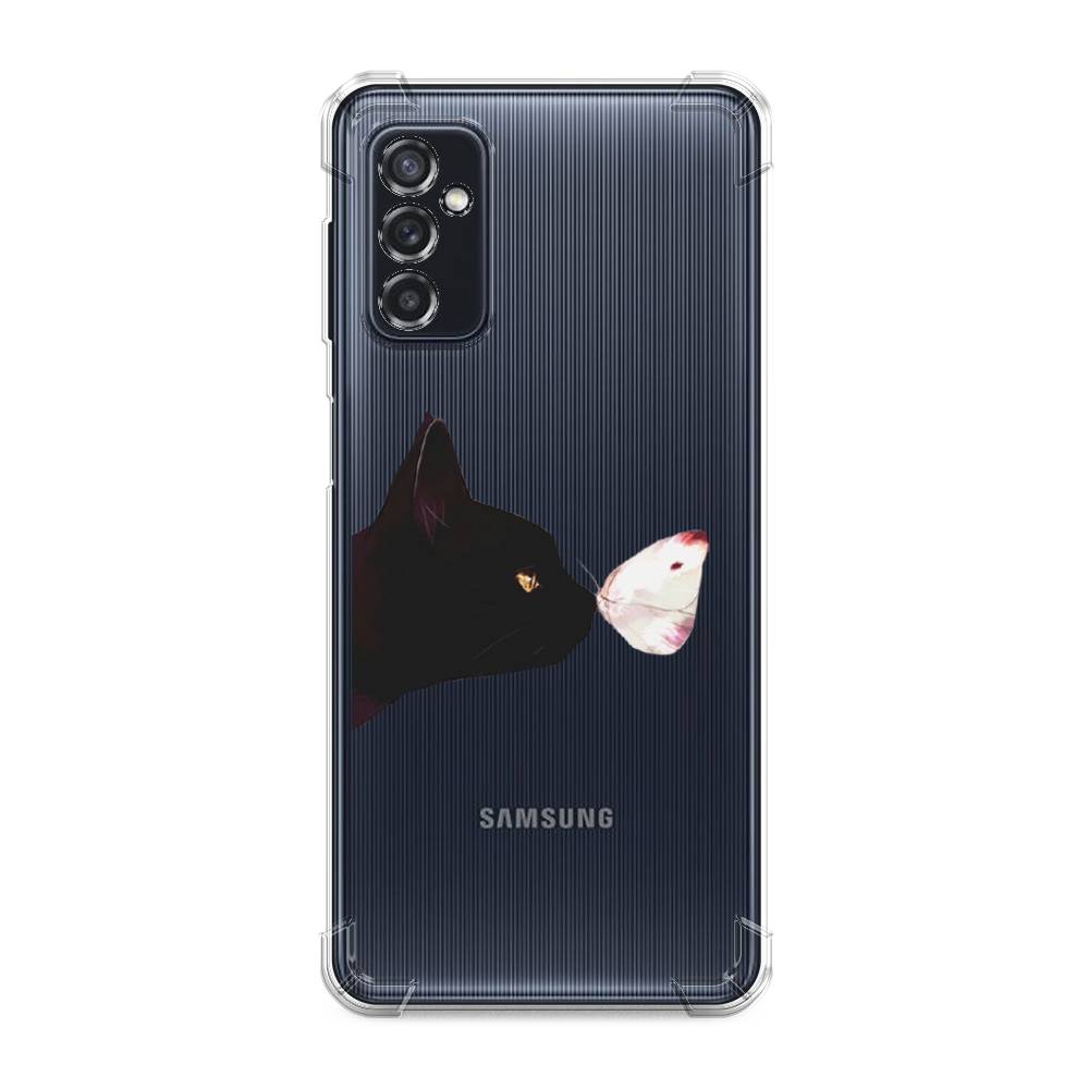 фото Противоударный силиконовый чехол "черный кот и бабочка" на samsung galaxy m52 awog