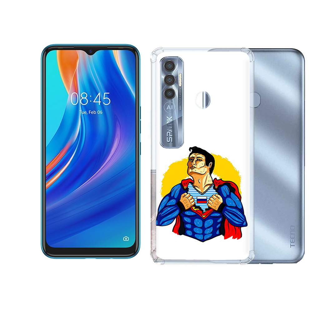 

Чехол MyPads Tocco для Tecno Spark 7 Pro русский супермен, Прозрачный, Tocco