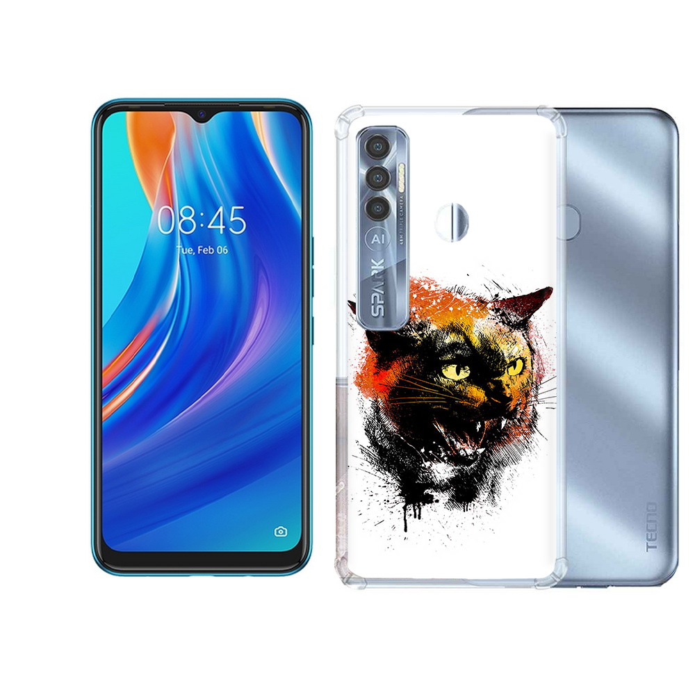 

Чехол MyPads Tocco для Tecno Spark 7 Pro сиамский кот, Прозрачный, Tocco