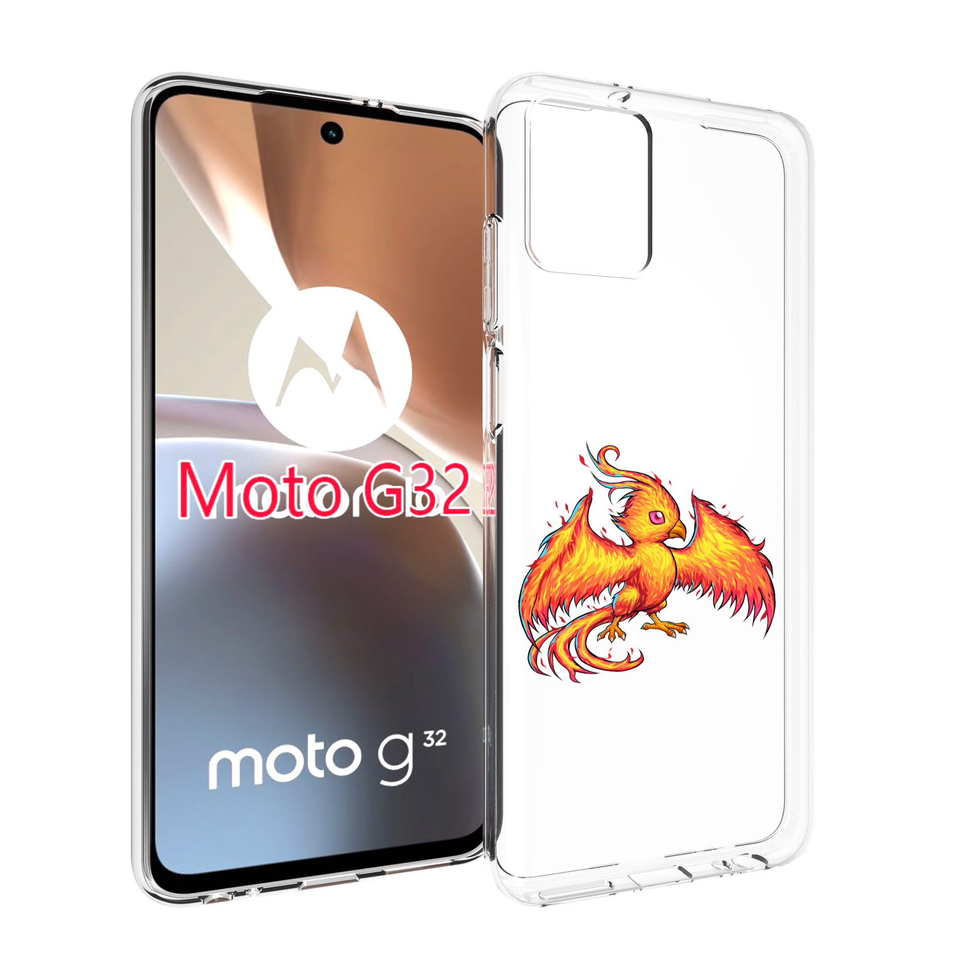 

Чехол MyPads огненная-птичка для Motorola Moto G32, Прозрачный, Tocco