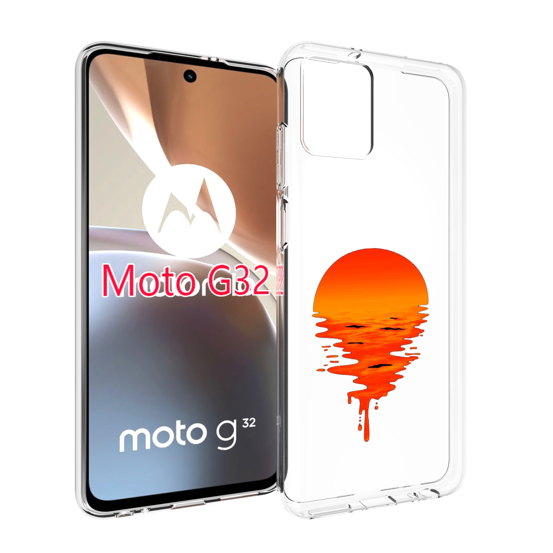 

Чехол MyPads оранжевый закат на воде для Motorola Moto G32, Прозрачный, Tocco