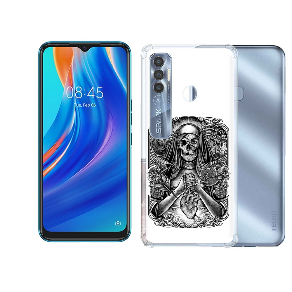 

Чехол MyPads Tocco для Tecno Spark 7 Pro скелет с сердцем, Прозрачный, Tocco