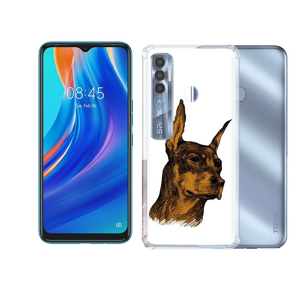 

Чехол MyPads Tocco для Tecno Spark 7 Pro скетч доберман, Прозрачный, Tocco