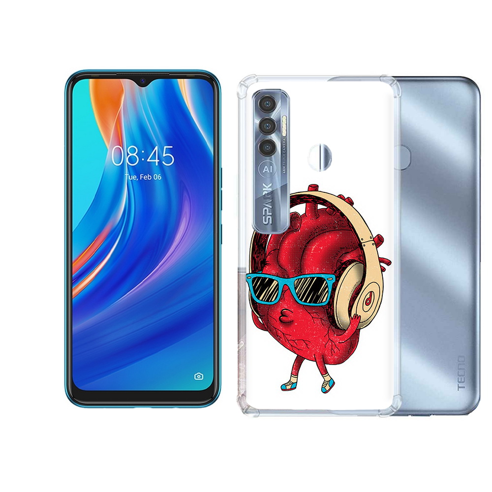 

Чехол MyPads Tocco для Tecno Spark 7 Pro слушай сердце, Прозрачный, Tocco