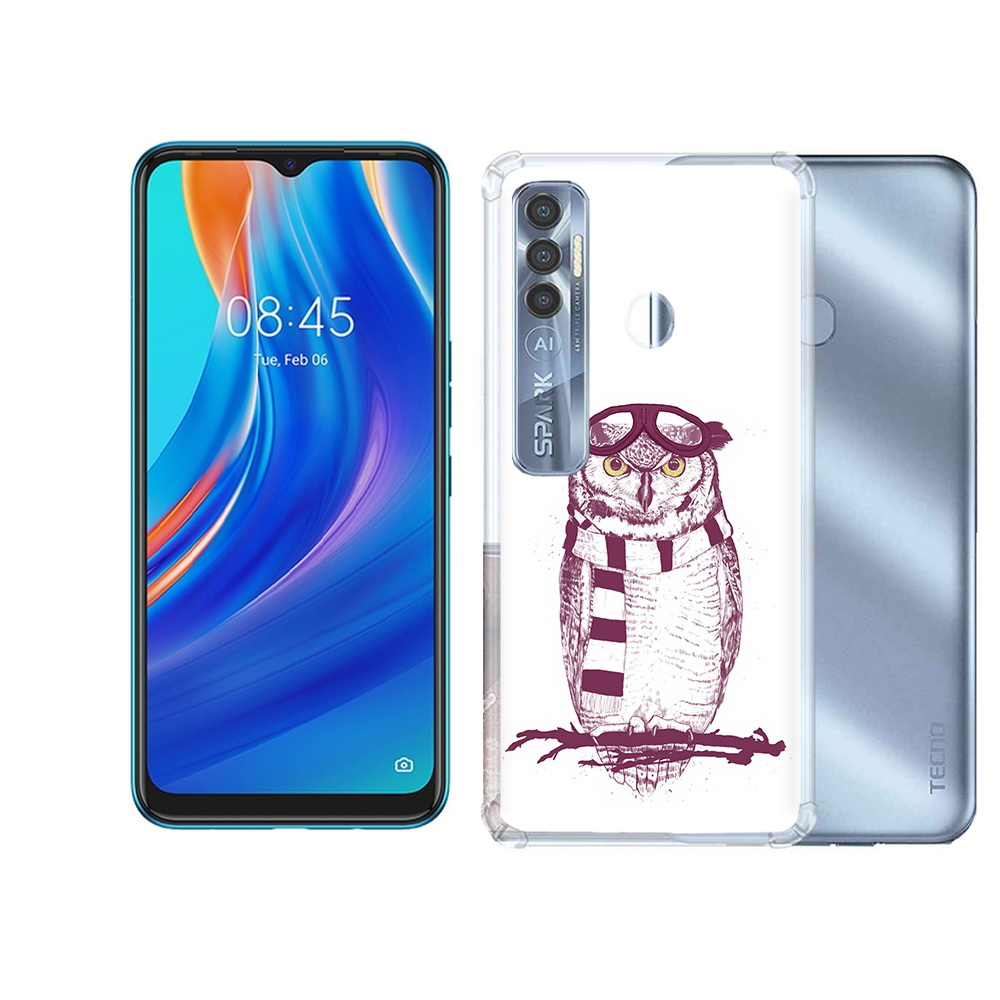 

Чехол MyPads Tocco для Tecno Spark 7 Pro сова-летчик, Прозрачный, Tocco