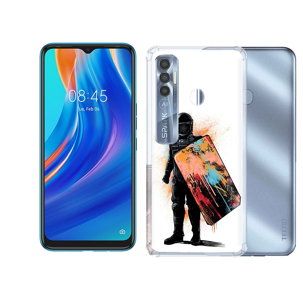 

Чехол MyPads Tocco для Tecno Spark 7 Pro солдат с красочным щитом, Прозрачный, Tocco