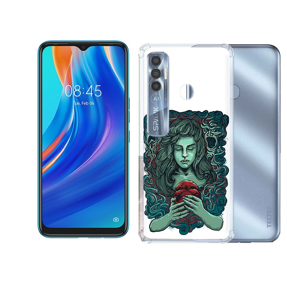 

Чехол MyPads Tocco для Tecno Spark 7 Pro спящая девушка, Прозрачный, Tocco