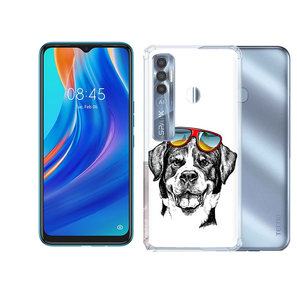

Чехол MyPads Tocco для Tecno Spark 7 Pro счастливая собака, Прозрачный, Tocco