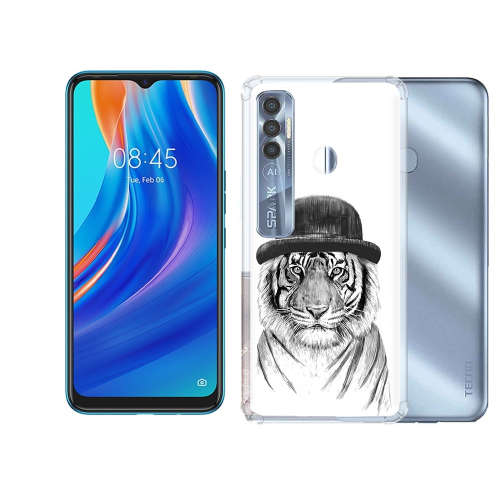 

Чехол MyPads Tocco для Tecno Spark 7 Pro тигр британец, Прозрачный, Tocco