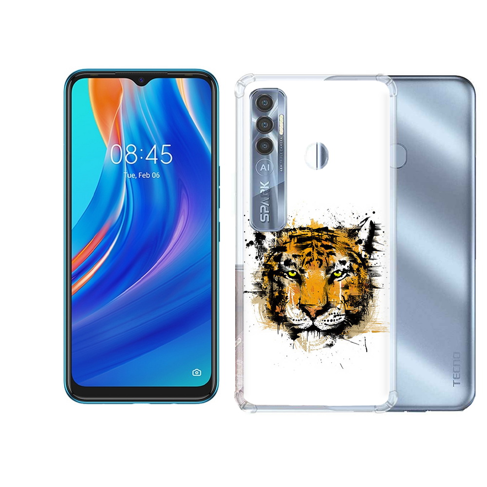 

Чехол MyPads Tocco для Tecno Spark 7 Pro тигруля, Прозрачный, Tocco