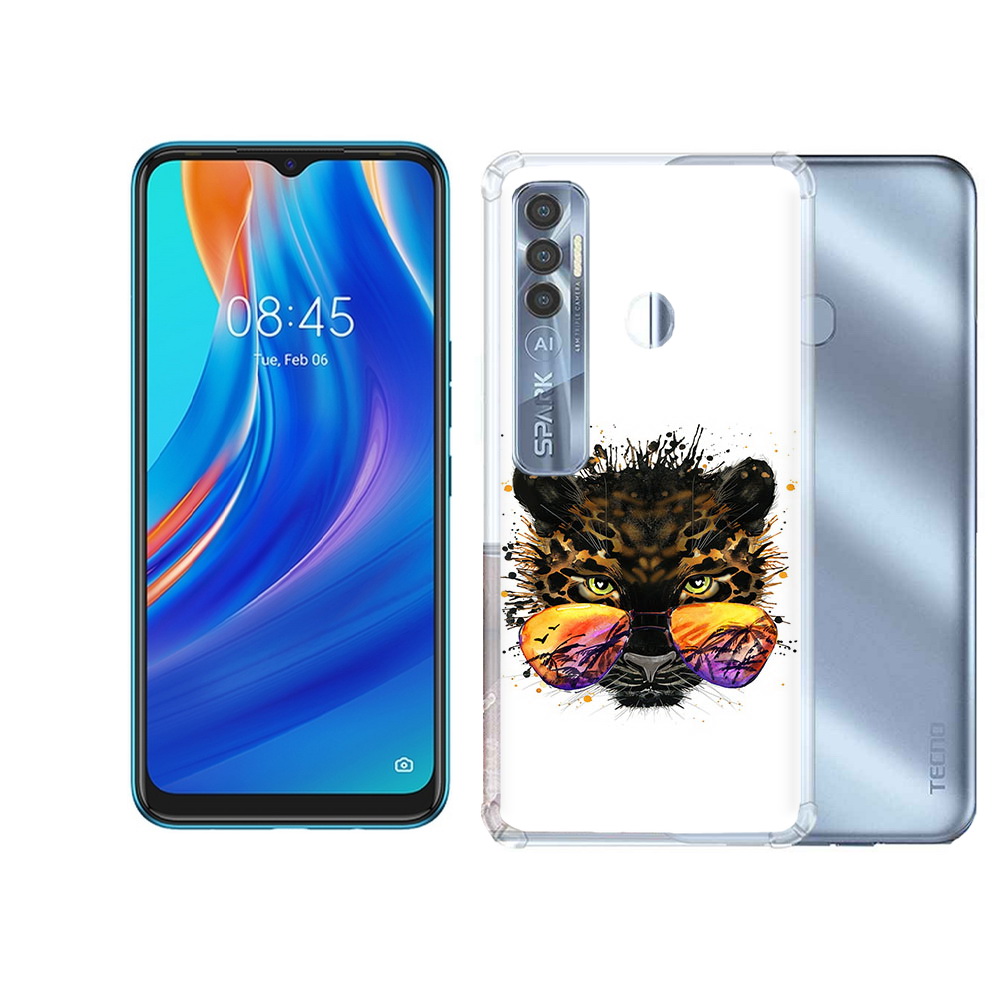 

Чехол MyPads Tocco для Tecno Spark 7 Pro тропический леопард, Прозрачный, Tocco