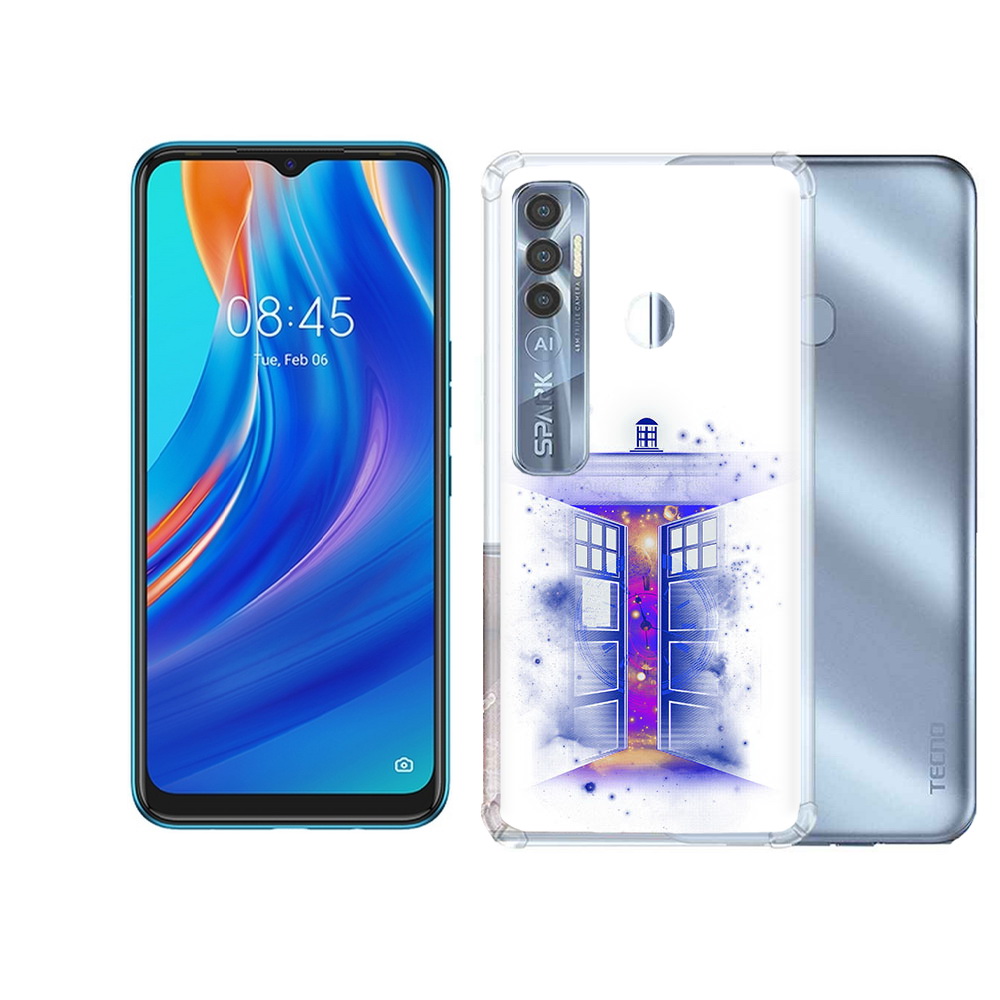 

Чехол MyPads Tocco для Tecno Spark 7 Pro фиолетовый уголок абстракция, Прозрачный, Tocco