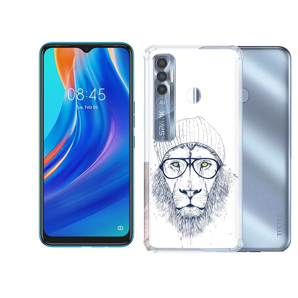 

Чехол MyPads Tocco для Tecno Spark 7 Pro хиппи лев, Прозрачный, Tocco