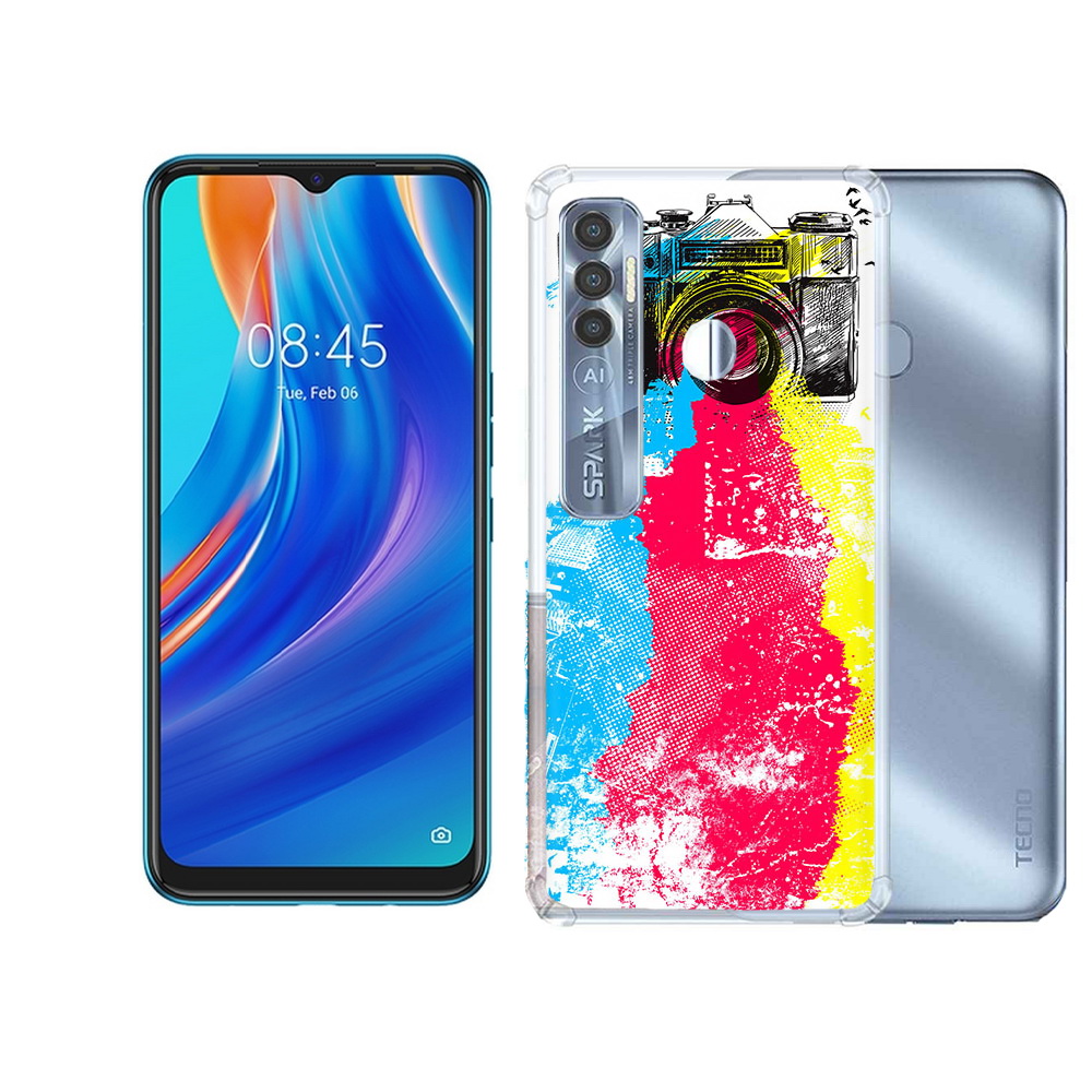 

Чехол MyPads Tocco для Tecno Spark 7 Pro цветной фотоаппарат, Прозрачный, Tocco