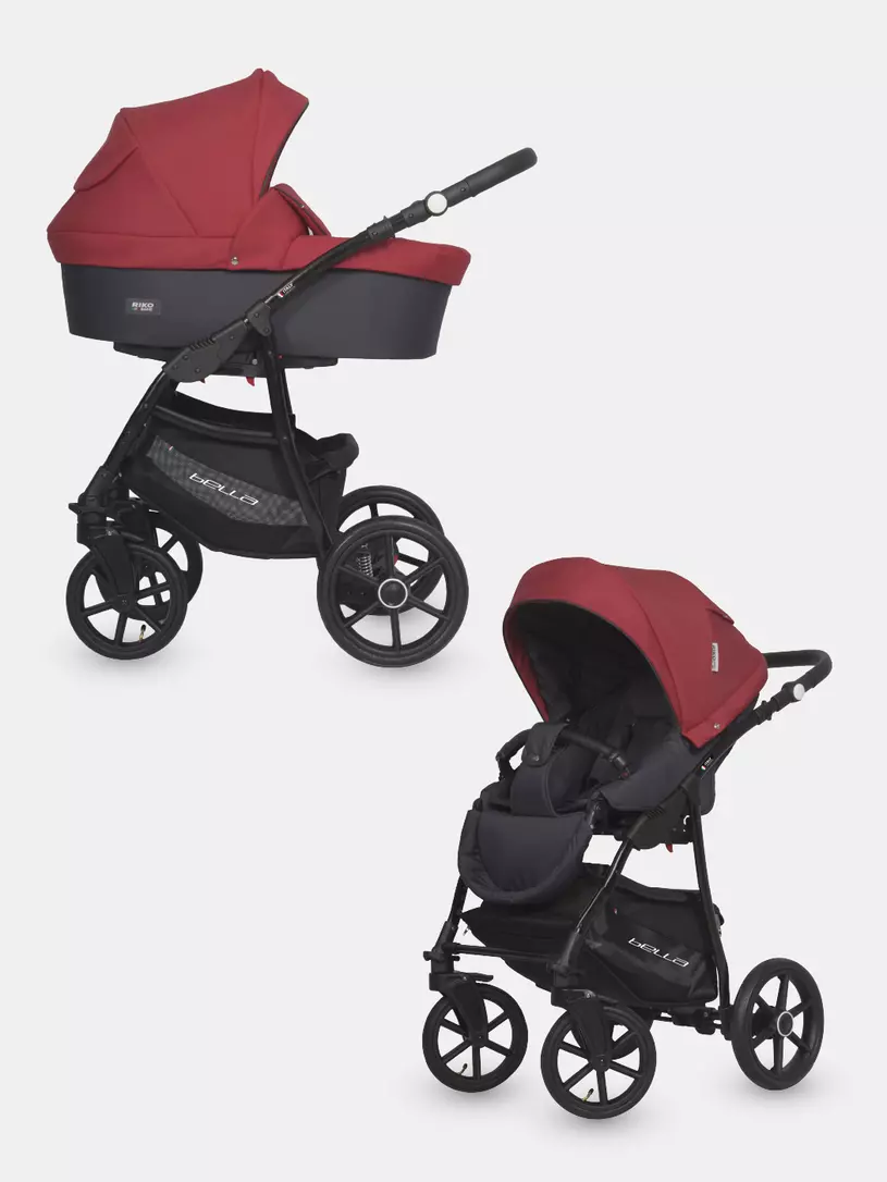 

Коляска 2 в 1 Riko Basic Bella серый-красный 10, Bella